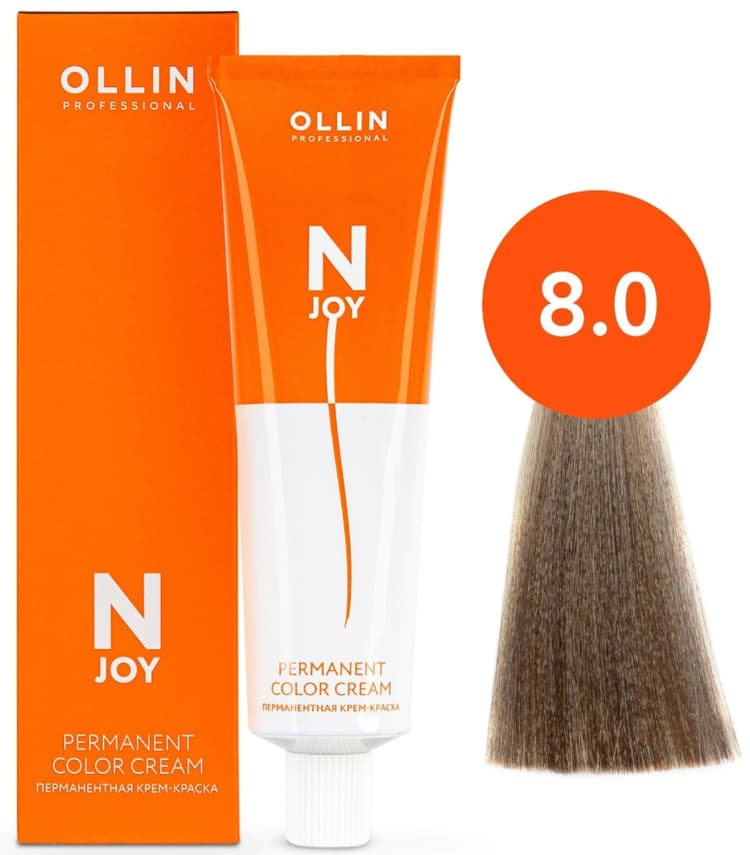 OLLIN "N-JOY"  8/0 – светло-русый, перманентная крем-краска для волос 100мл