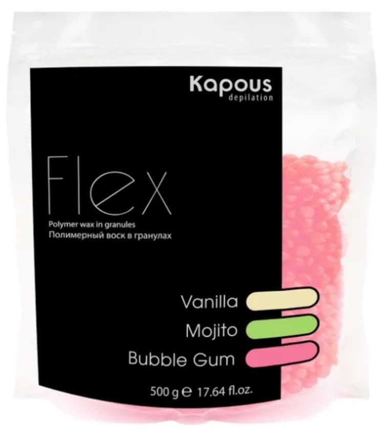 Kapous Depilation Полимерный воск в гранулах "Flex" с ароматом Бабл Гам, 500 гр.
