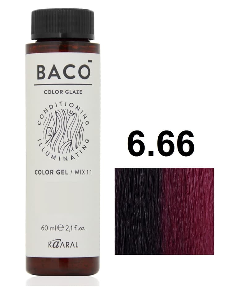 KAARAL Baco Color Glaze 6.66 темный блондин интенсивный красный 60 мл