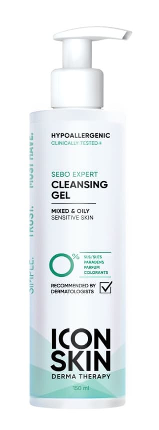 ICON SKIN DERMA THERAPY Очищающий гель для умывания для комбинированной и жирной кожи SEBO EXPERT 150 мл