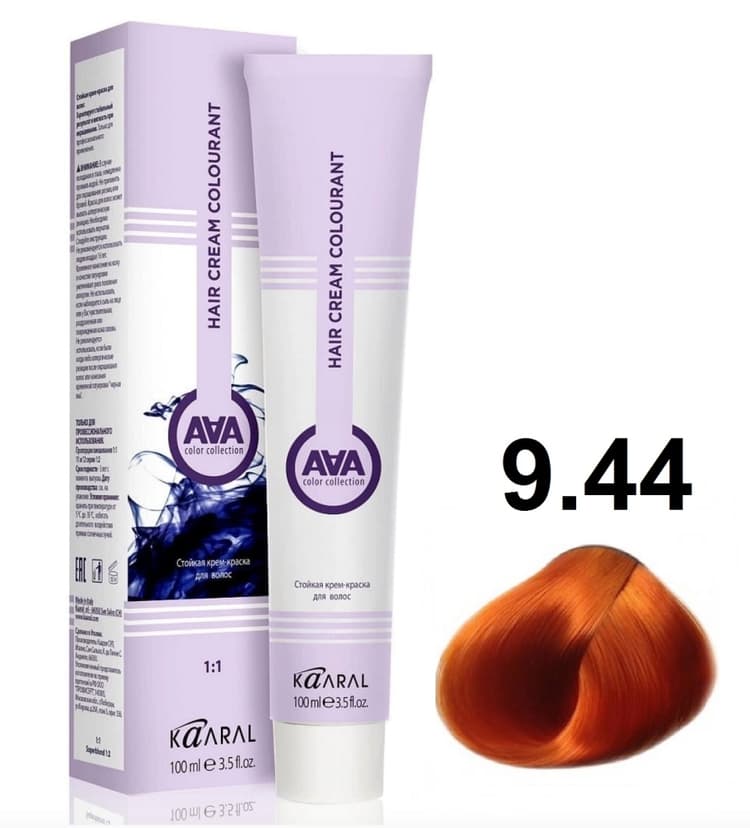 KAARAL AAA Hair crem colorant 9.44 Очень светлый медный блондин глубокий 100мл