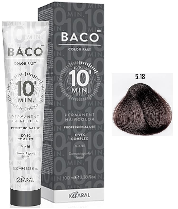 KAARAL Baco Color Fast 5.18 светлый каштан пепельно-коричневый 100 мл