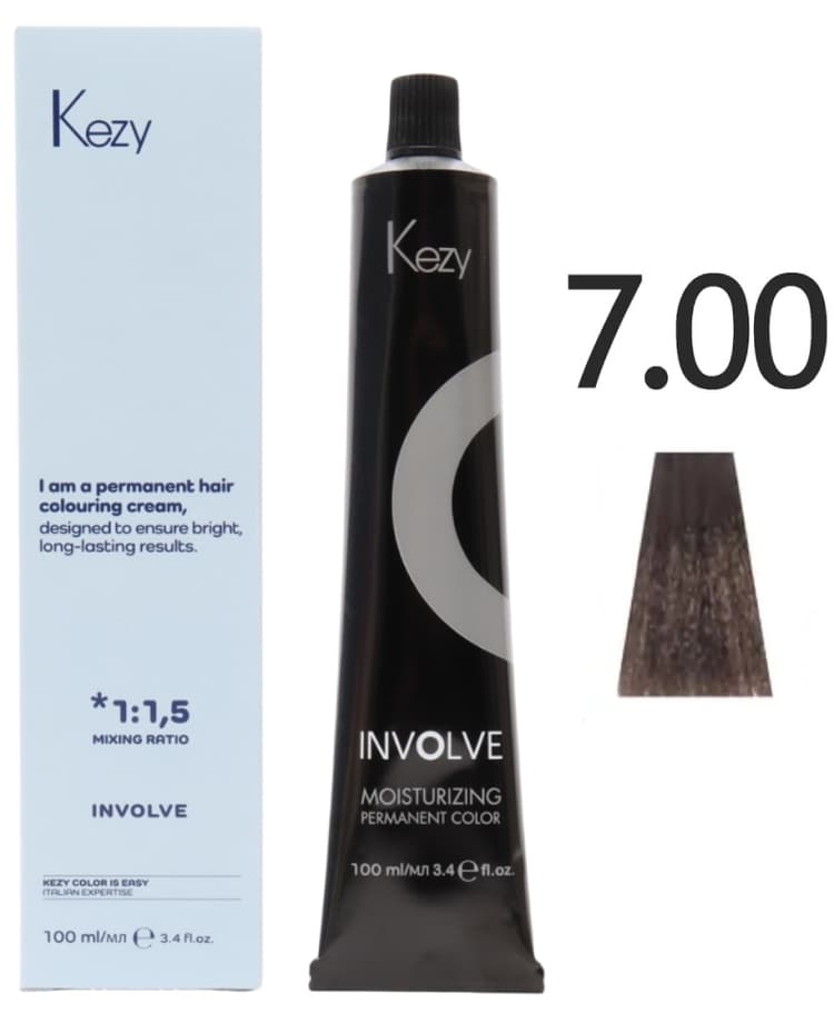 KEZY Involve color 7.00 Блондин интенсивный, 100 мл. 