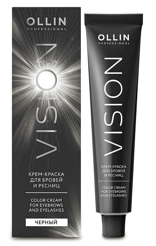 OLLIN VISION черный (black) Крем-краска для бровей и ресниц 20мл+салфетки п/ресницы 15пар/уп 