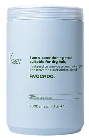 Kezy I am AVOCADO Кондиционирующая маска с маслом авокадо для очень сухих волос, 1000 мл.