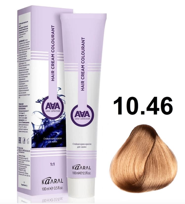 KAARAL AAA Hair crem colorant 10.46 очень очень светлый  медно-розовый блондин 100мл