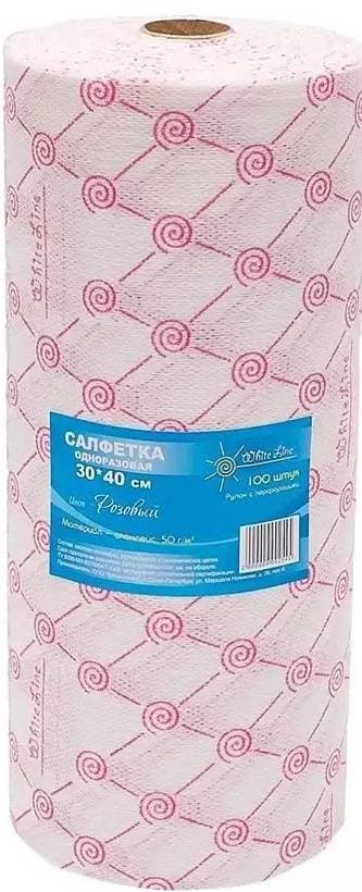 Салфетки спанлейс Розовый 40-50г/м2 30*40 - 100шт.в рулоне