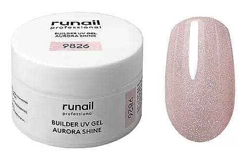 RuNail Моделирующий УФ-гель с шиммером BUILDER UV GEL AURORA SHINE, 15г №9826