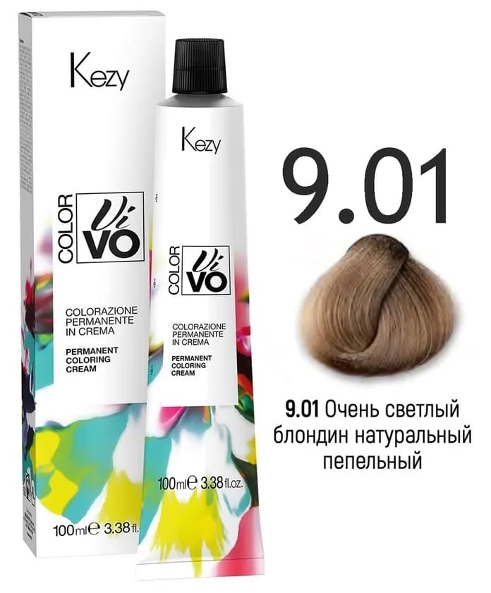KEZY  Color Vivo Крем-краска 9.01 Очень светлый блондин натуральный пепельный, 100 мл. 