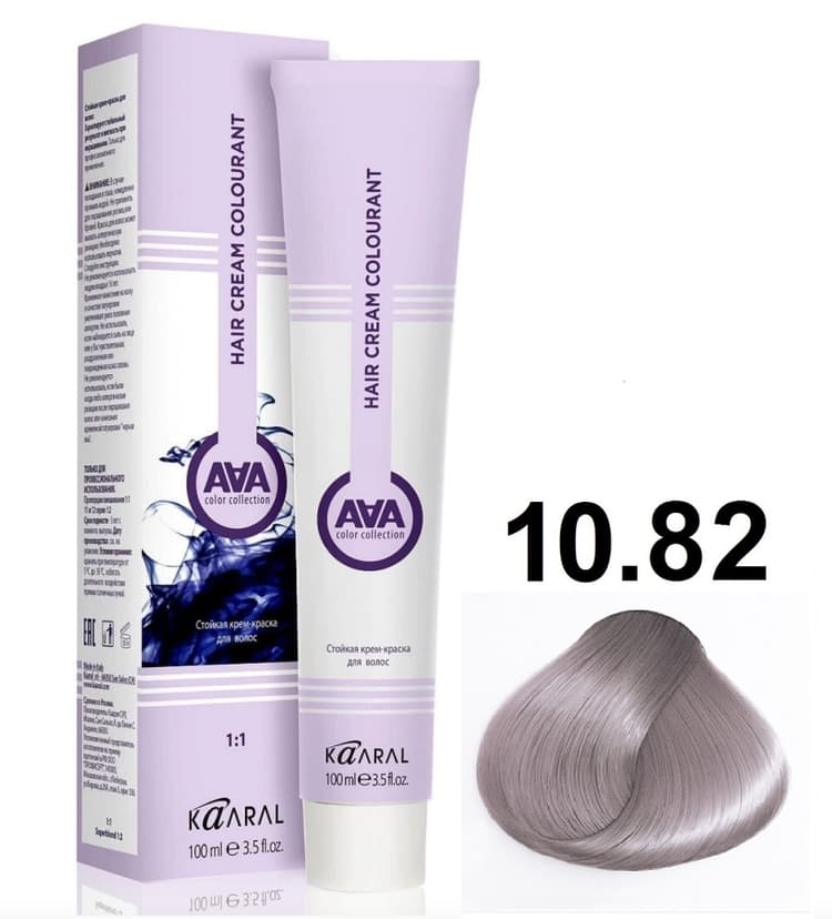 KAARAL AAA Hair crem colorant 10.82 очень-очень светлый блондин бежево-фиолетовый 100мл