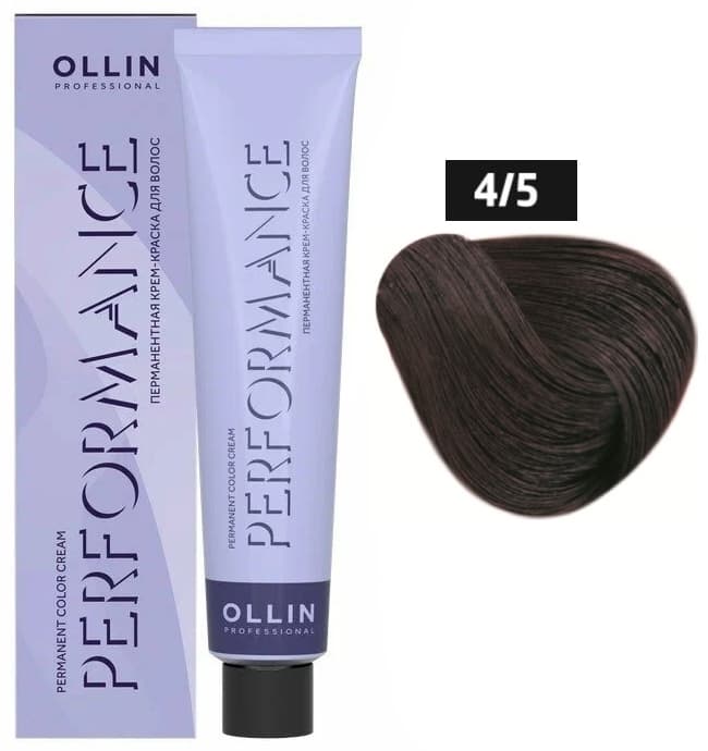 OLLIN PERFORMANCE  4/5 шатен махагоновый 60мл Перманентная крем-краска для волос