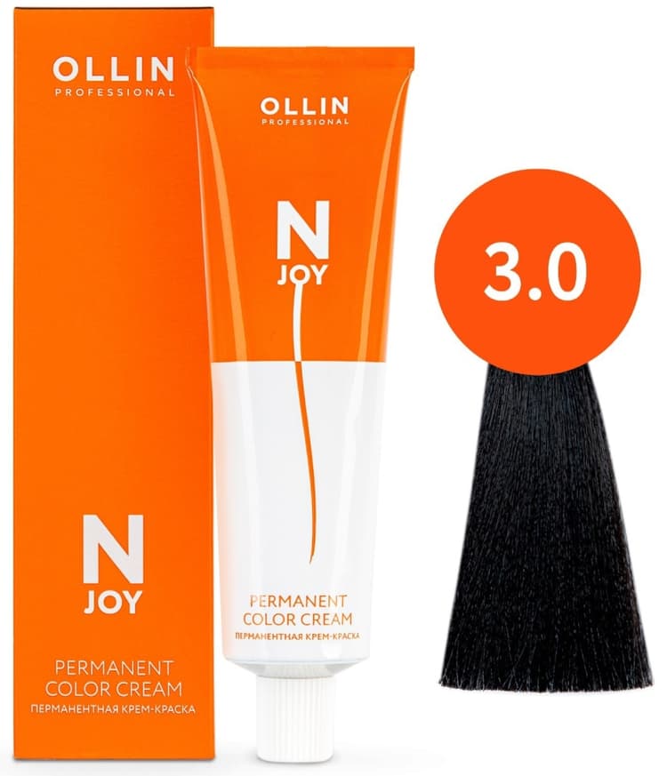 OLLIN "N-JOY"  3/0 – темный шатен, перманентная крем-краска для волос 100мл
