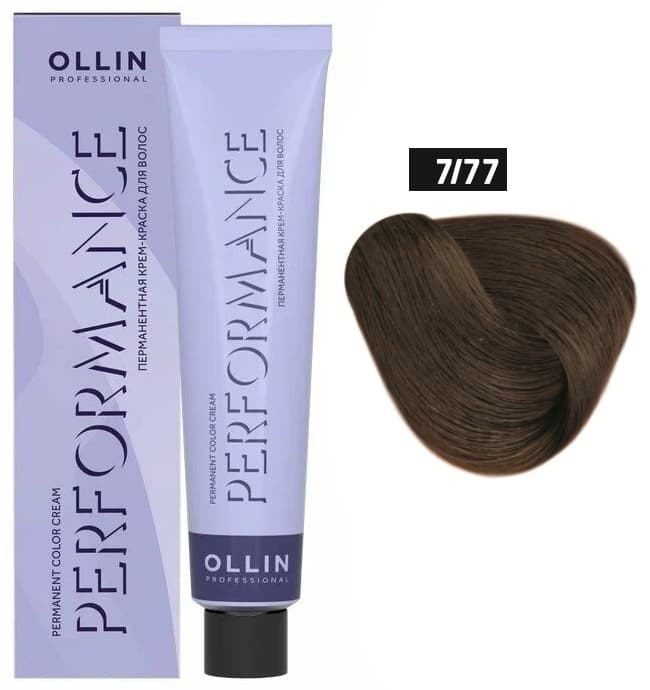 OLLIN PERFORMANCE  7/77 русый интенсивно-коричневый 60мл Перманентная крем-краска для волос