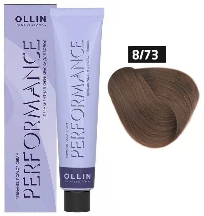 OLLIN PERFORMANCE  8/73 светло-русый коричнево-золотистый 60мл Перманентная крем-краска для волос