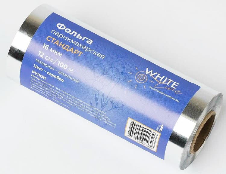 Фольга парикмахерская 100 м 16мкр, серебро